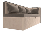 Диван кухонный прямой Метро с углом справа, Коричневый\Бежевый, Велюр, 105031