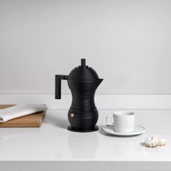 Alessi - Алюминиевая Турка кофеварка  Pulcina на 6 чашек. черный / артикул   MDL02/6 BB  / GTIN 8003299451388