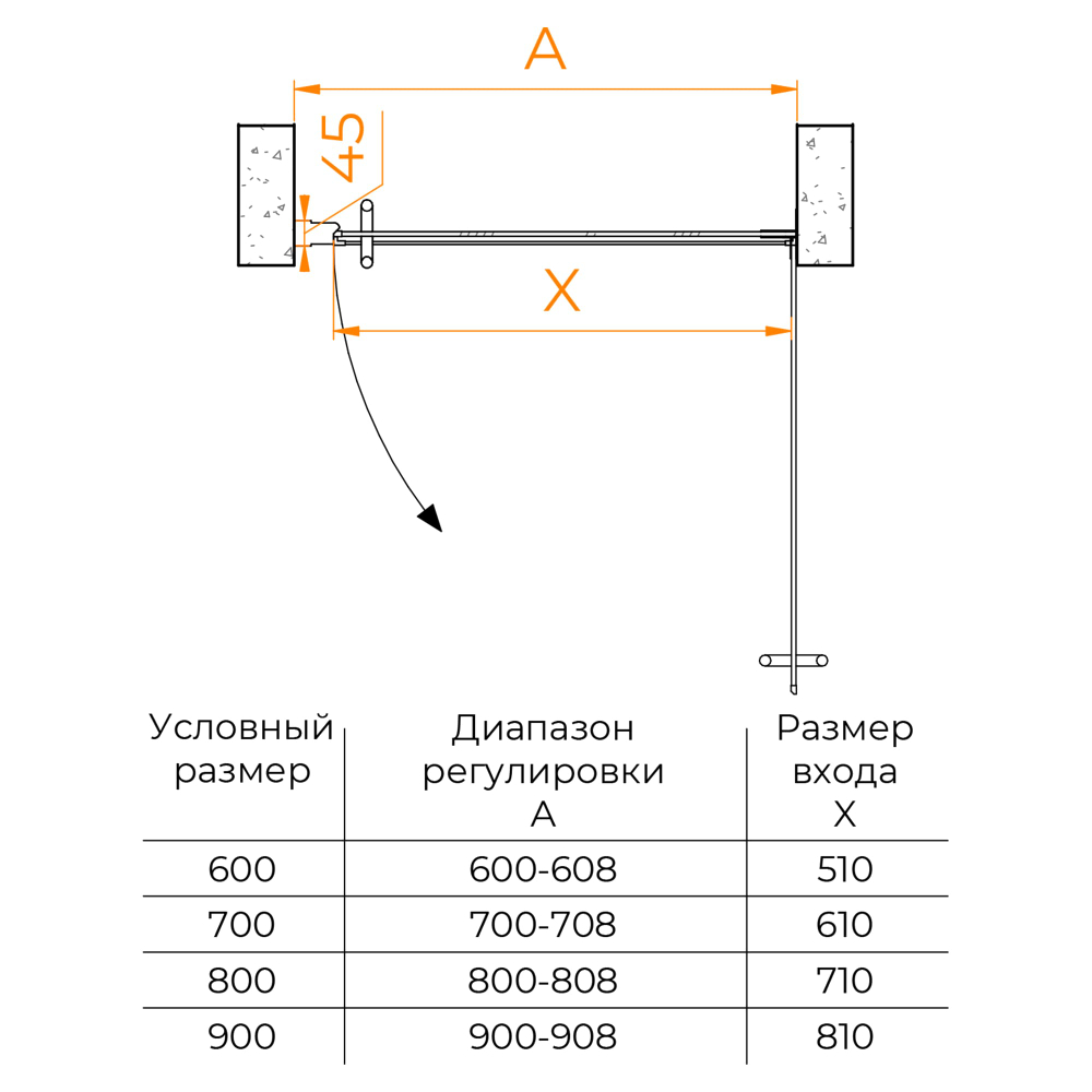 Душевая дверь RGW HO-011 (Матовое-Сатинат, 900)