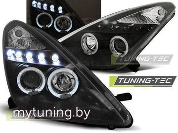 Передние фары angel eyes black для Toyota Celica T23