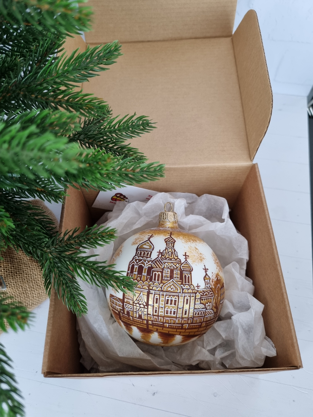 Шар стеклянный "Спас на крови",  ручная роспись