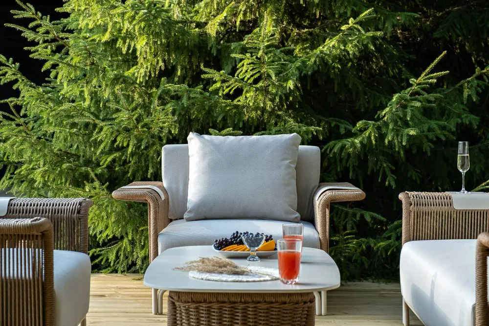 "Мальдивы" лаунж-зона из искусственного ротанга, цвет соломенный