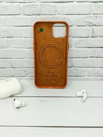 Кожаный чехол Leather Case iPhone 13, Saddle Brown Светло-Коричневый