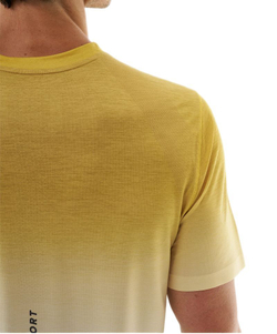 Теннисная футболка Compressport Performance Short Sleeve - ceylon yellow/grey