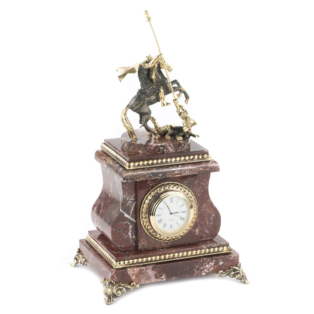 Настольные часы "Георгий Победоносец" камень креноид 170х140х320 мм 5000 гр. R113169?