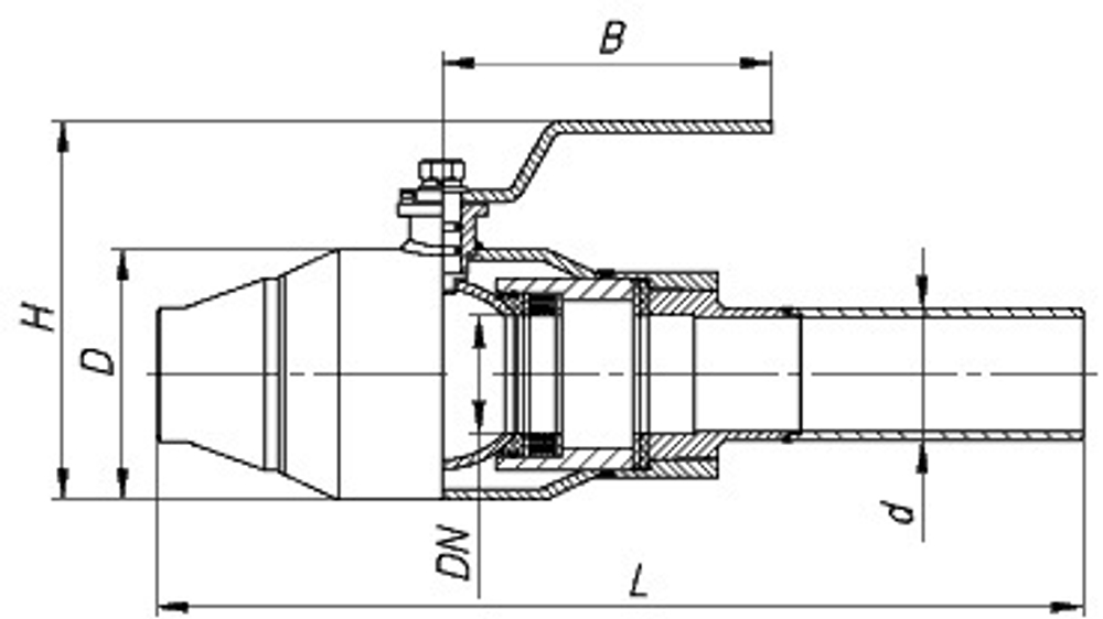 Кран шаровый д/газа МАЛЕН КШИ-100с, Ру16