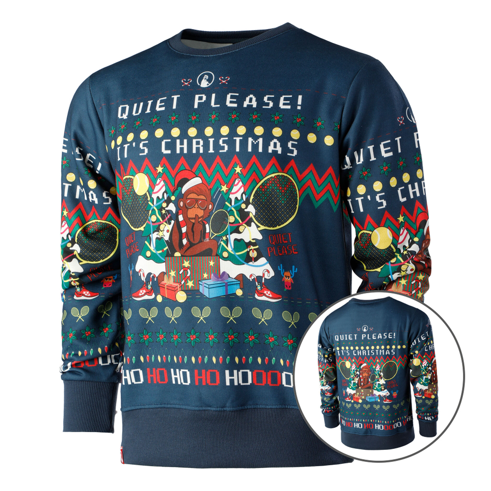 Мужская кофта теннисная Quiet Please Ugly Christmas Sweatshirt Men - Dark Blue, Multicoloured