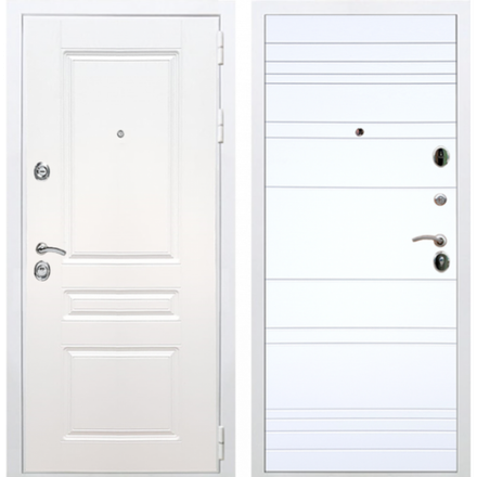 Входная металлическая белая дверь RеX (РЕКС) Премиум H белая ФЛ-243 силк сноу / ФЛ-14 силк сноу
