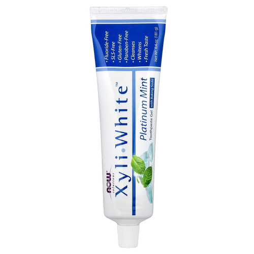 NOW Foods, Solutions, XyliWhite™, гель для зубной пасты с пищевой содой, платиновый и мятный вкус, 181 г (6,4 унции)