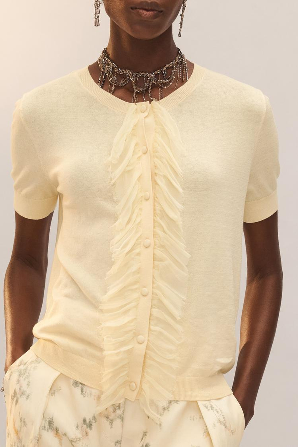 ZARA КАРДИГАН С КОРОТКИМИ РУКАВАМИ - LIMITED EDITION, СВЕТЛО-ЖЕЛТЫЙ