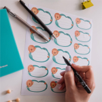 Наклейки для школы Львенок (серый), 56 шт