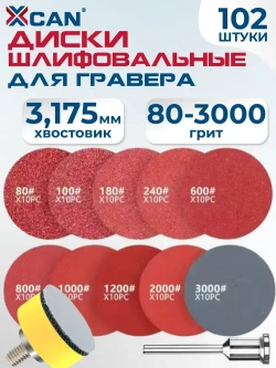 Круг шлифовальный на липучке XCAN 25мм, 102 предмета