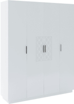 Шкаф для одежды распашной с зеркалом и полками Белый Поры Дерева/Белый Глянец, 130х51х222 см Тиффани RINNER мебельная фабрика