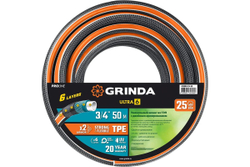 Поливочный шланг GRINDA ULTRA 6, 3/4, 50 м, 25 атм, шестислойный, двойное армирование, PROLine (429009-3/4-50)