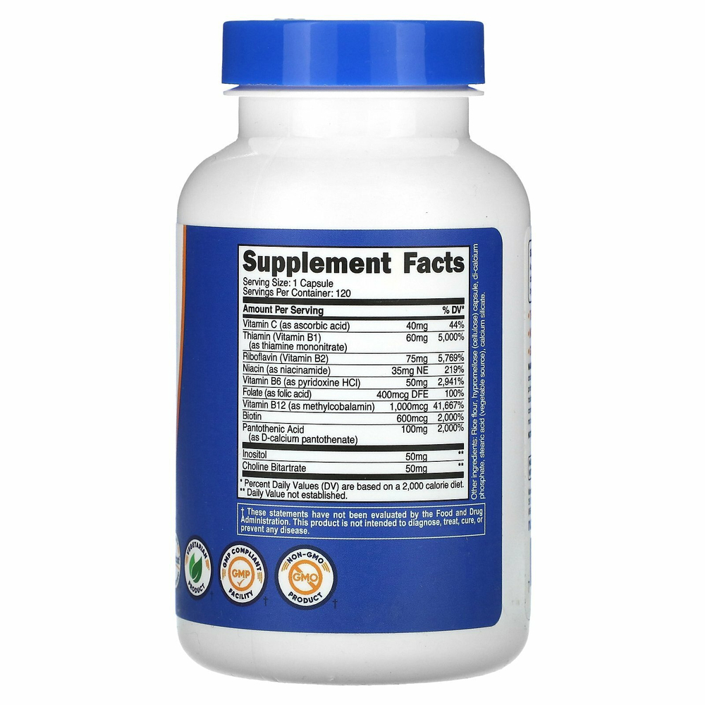 Nutricost, Комплекс витаминов группы B, 460 мг, 120 капсул