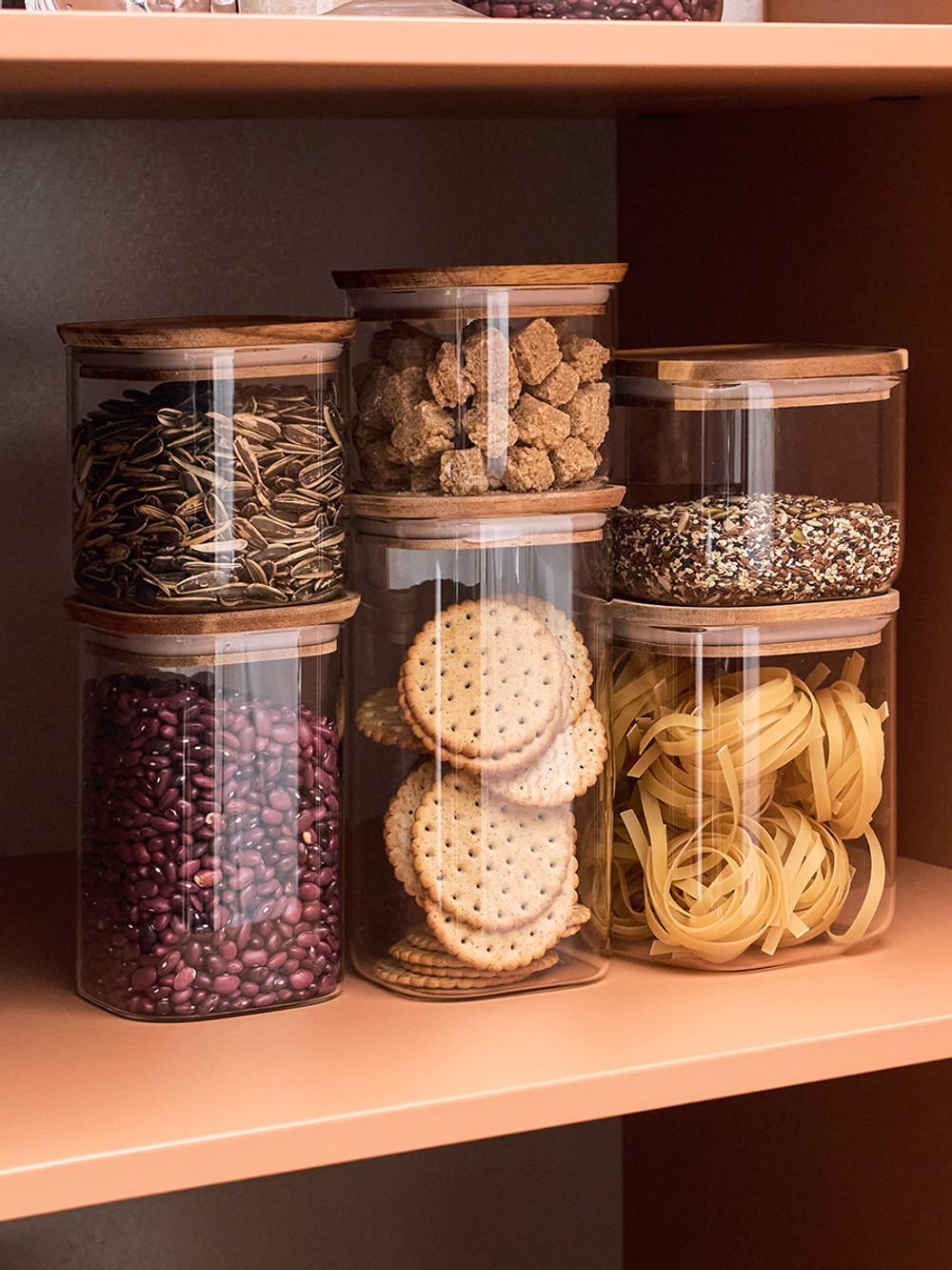 Банка для хранения квадратная Glass Acacia,1 л