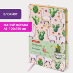 Блокнот малый ФОРМАТ (100х150 мм) А6 BRAUBERG VISTA "Positive lama" под кожу твердый срез фольга 80 л. (2 штуки в упаковке)