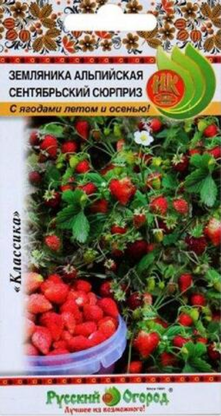 Земляника альпийская СЕНТЯБРЬСКИЙ СЮРПРИЗ цв.пак. 0.05г, Русский огород