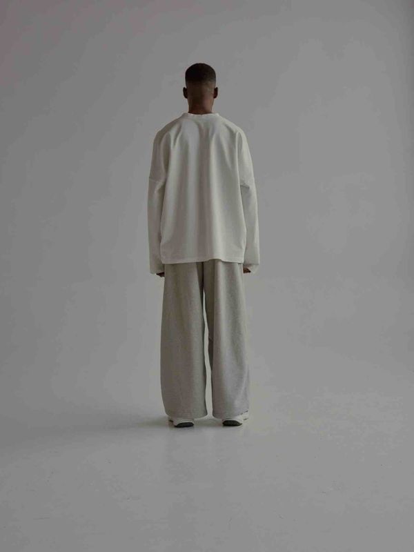 Брюки Baggy Trousers Logo Melange серые - фото 7