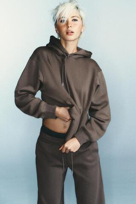 ZARA БАЗОВЫЕ БРЮКИ ИЗ МЯГКОЙ ТКАНИ, СЕРО-КОРИЧНЕВЫЙ