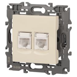 14-3108-02 ЭРА Розетка 2хRJ45, IP20, сл.кость | Elegance Слоновая кость