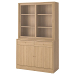 Комбинация с раздвижными стеклянными дверями - IKEA TONSTAD/ТОНСТАД ИКЕА, 200х47х120 см, светло-коричневый