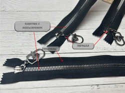 Набор МОЛНИЙ трактор черные GU т. никель 80см+20см