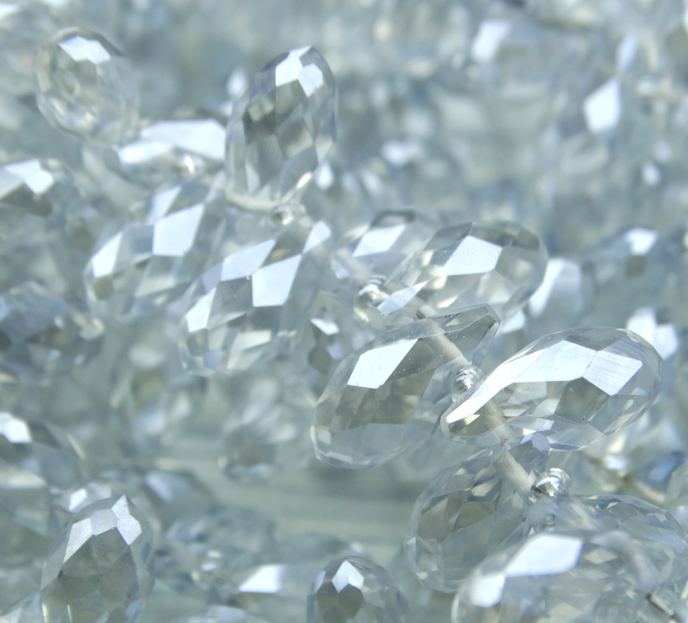 БК021ДН612 Хрустальные бусины-капли, цвет: серый AB прозрачный, размер 6х12 мм, 15 шт.