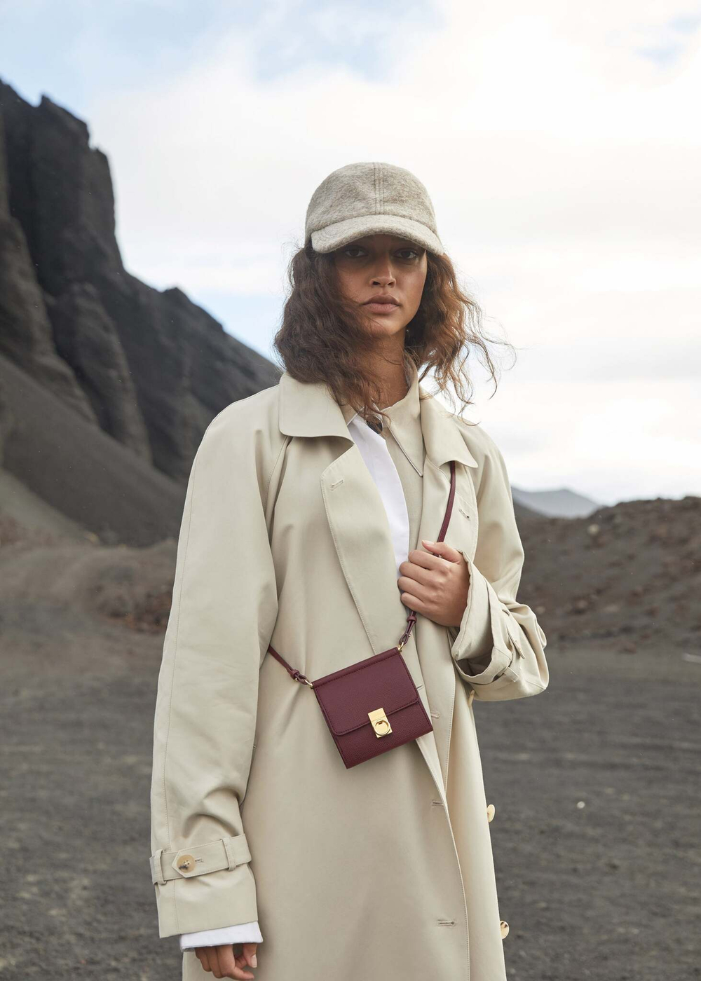 Сумка Polene Numéro Sept Crossbody Wallet Edition Textured Burgundy