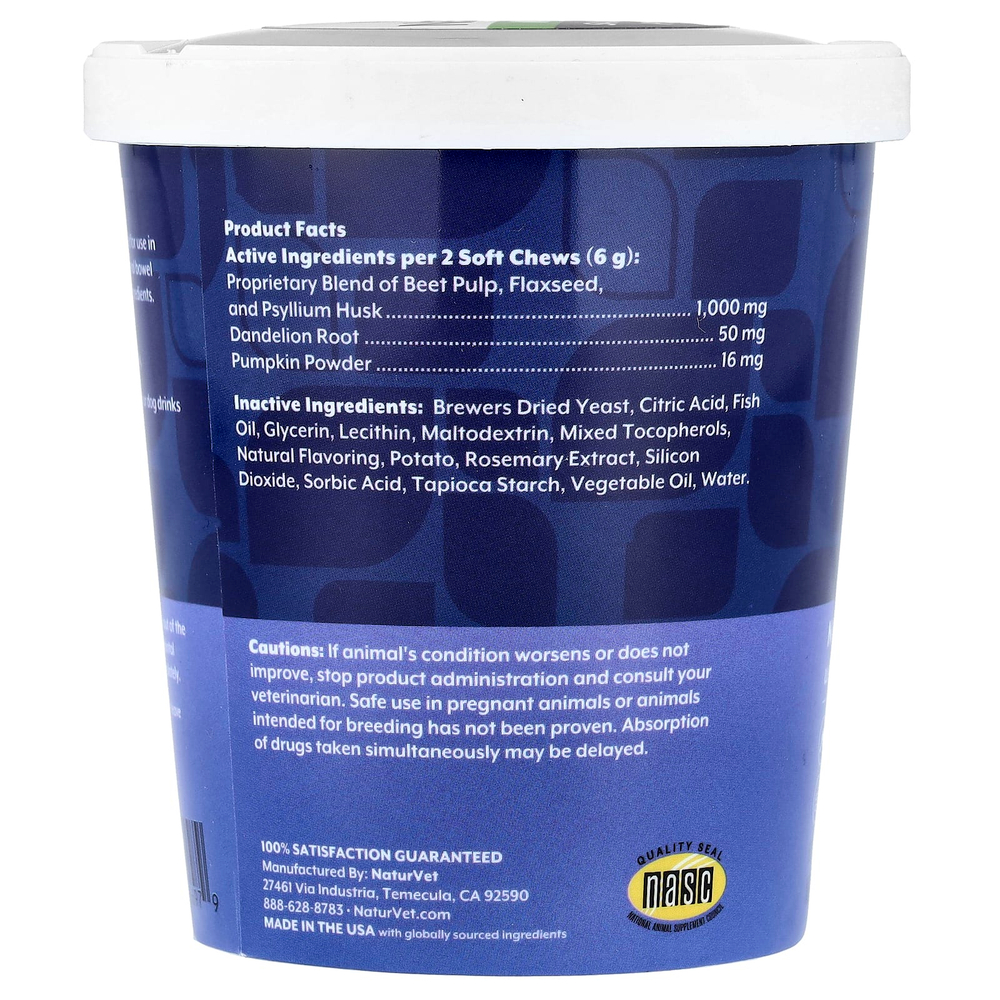 NaturVet, No Scoot®, с тыквой, для собак, бекон, копченый гикорием, 60 жевательных таблеток, 180 г (6,3 унции)