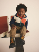 Куртка флисовая с капюшоном для мальчика Next B30-764, Синий, Молочный