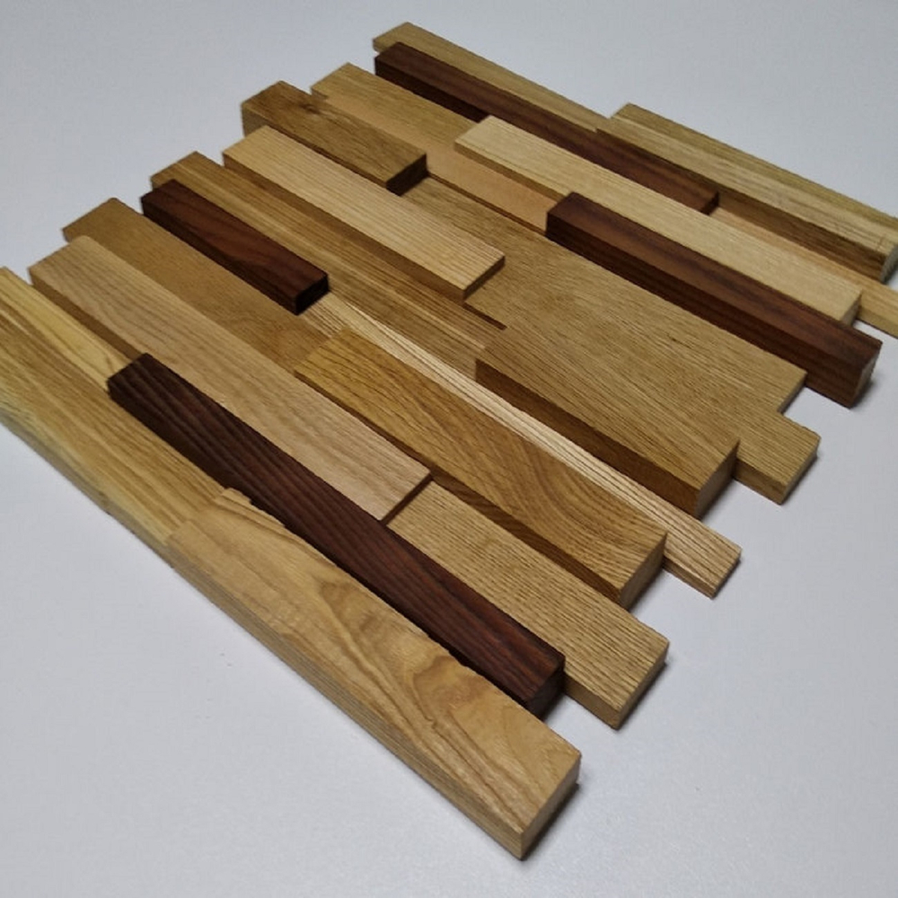 Деревянная мозаика для стен Wood Mosaic Дуб Сланец микс