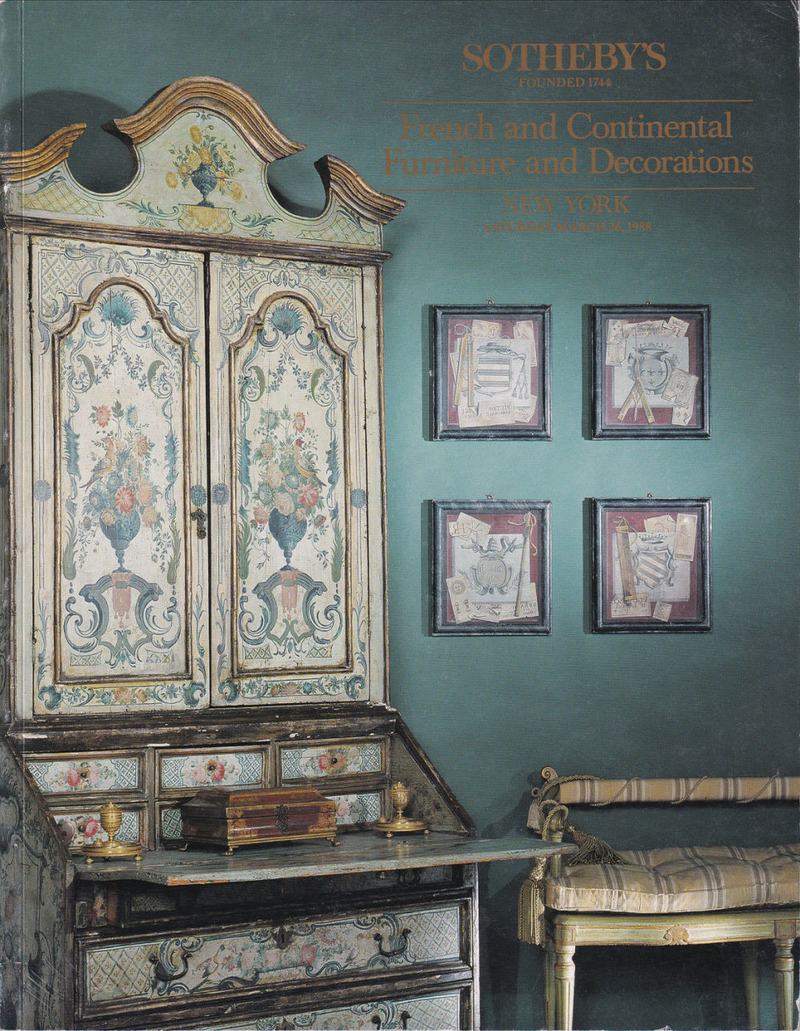 Каталог аукциона Sotheby’s, Нью-Йорк, Французская и европейская мебель и предметы декора от 26 марта 1988 года