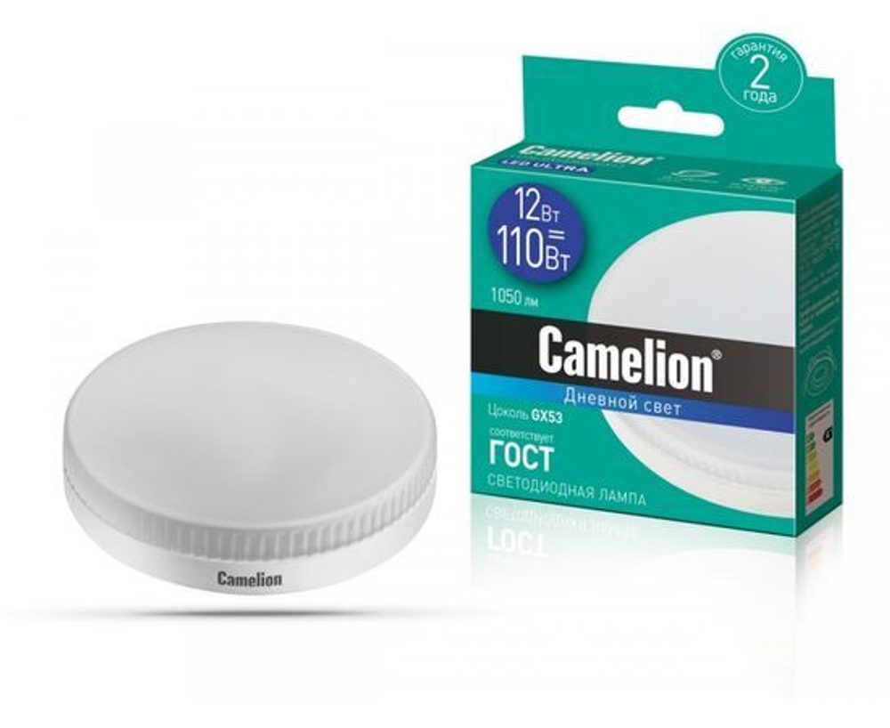 Лапочка Camelion GX53 св/д 12W(1050lm 120) 6500K 6K матовая 26x74 LED12-GX53/865/GX53, 1 шт.