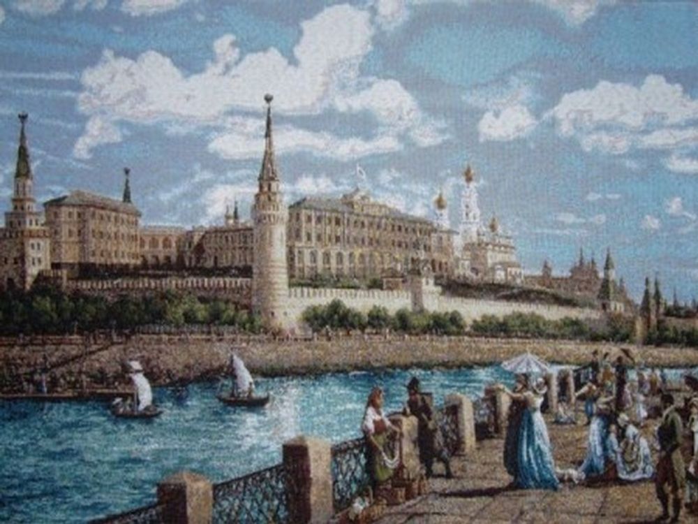 Гобеленовая картина &quot;D. НАБЕРЕЖНАЯ&quot; в багетной раме, Россия.