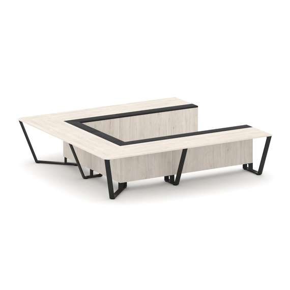 Steel Meet Стол переговорный П-образный KM-PR.B.SP-11P Денвер Светлый/Графит Глянец/Металл Черный 32