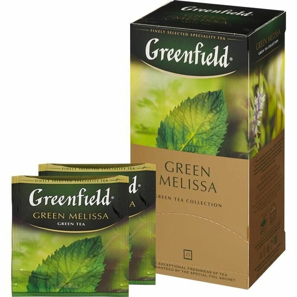 Чай зеленый Greenfield Green Melissa, 25 пакетиков по 1,5 г