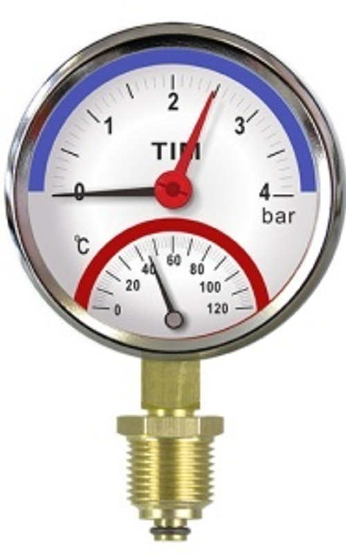 Термоманометр (верт.) 10 бар 120 С" "TIM"