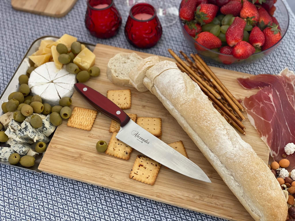 Кухонный нож Alexander L PRO AUS-8 Red G10