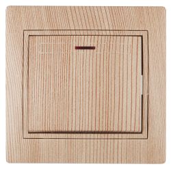 Выключатель Intro Plano 1-102-11 одноклавишный с подсветкой, 10А-250В, IP20, СУ, сосна | Intro Plano Сосна
