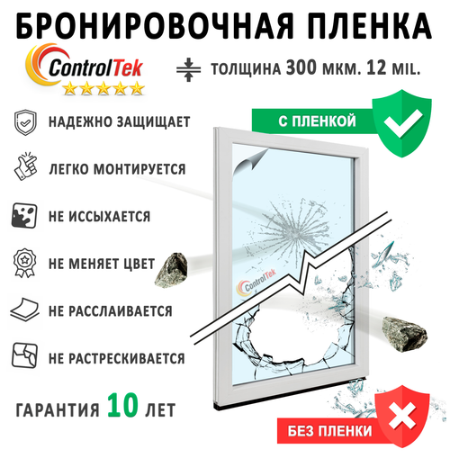 Пленка защитная бронировочная SAFETY 12 MIL ControlTek, на отрез (ширина рулона 1,524 м.)