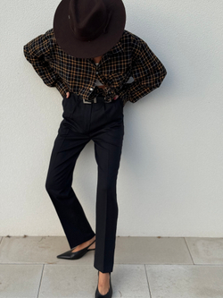 Брюки черничные прямые узкие