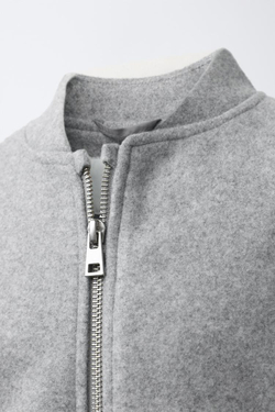 ZARA МЯГКАЯ КУРТКА-БОМБЕР, СВЕТЛО-СЕРЫЙ