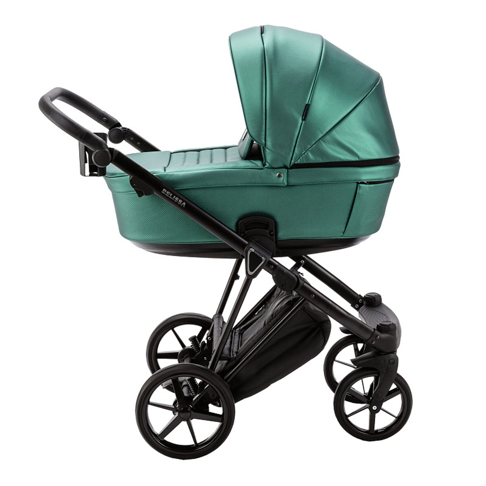 Детская коляска Adamex Belissa Deluxe 2 в 1 B-SM01 (ИЗУМРУД. ПЕРЛ 100% КОЖА)