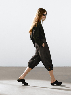 Massimo Dutti Брюки капри объемного кроя из смесового льна, коричневый