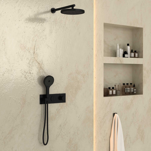 Душевой комплект Vincea VSFW-422T2MB встраиваемый, термостатический, 2 режима, черный