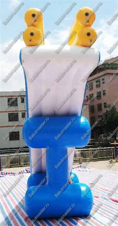 Надувная прямая водная горка для вышки (опоры) «Солнечный залив», 12*2*8 м