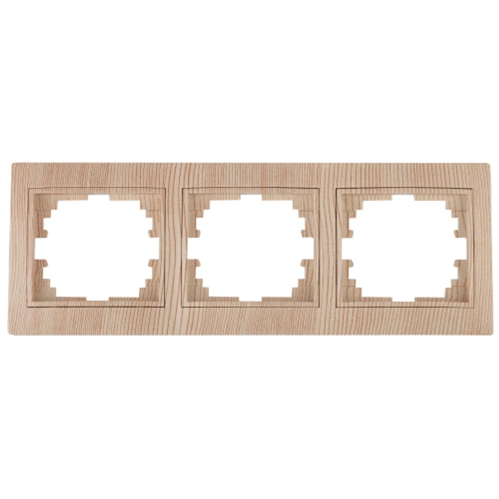 Рамка для розеток и выключателей Intro Plano 1-503-11 на 3 поста горизонтальная, СУ, сосна
