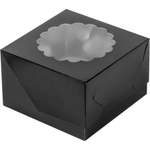 Коробка на 4 капкейка с окном черная 16 х 16 х 10 см