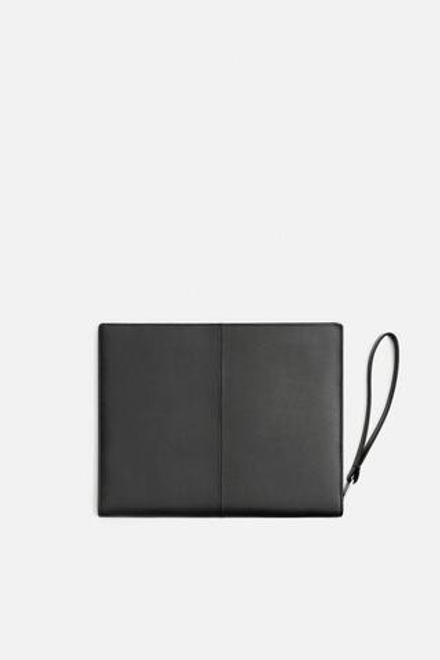 ZARA КОЖАНЫЙ КЛАТЧ, ЧЕРНЫЙ